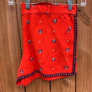 Loft red embroidered stretch shorts size Large